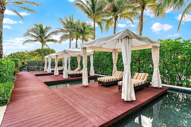 deck featuring a gazebo