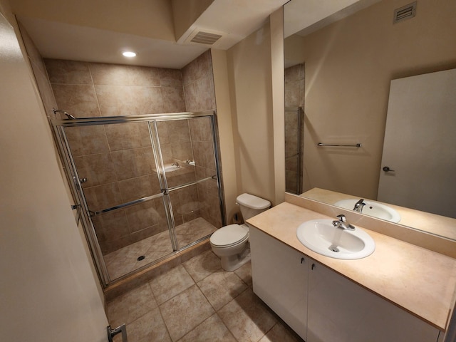 1551 N Flagler Dr Ph L7, West Palm Beach, FL 33401 - full bath with toilet, a stall shower, vanity, and tile patterned flooring