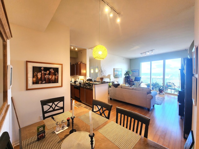 1551 N Flagler Dr Ph L7, West Palm Beach, FL 33401 - dining area featuring rail lighting and light wood-type flooring