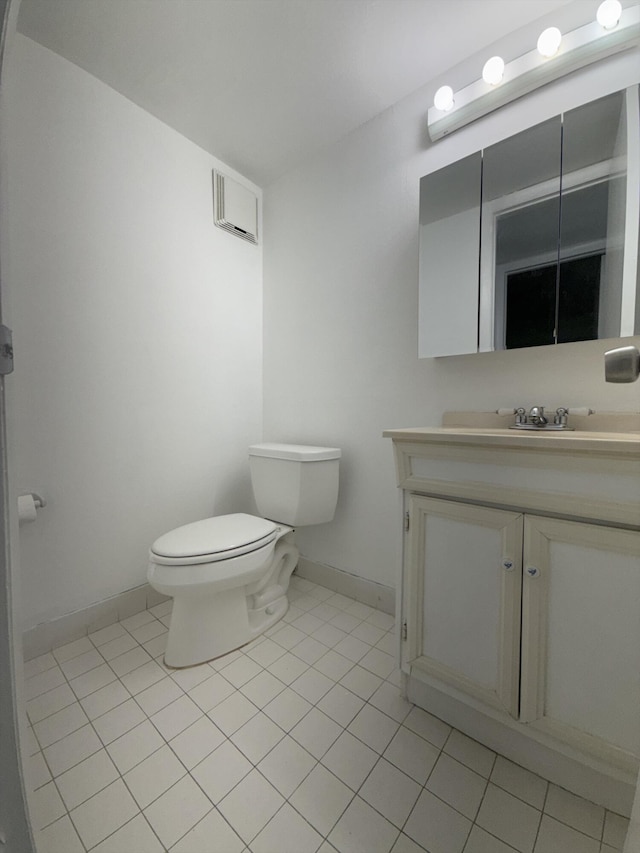 bathroom featuring tile patterned flooring, vanity, and toilet