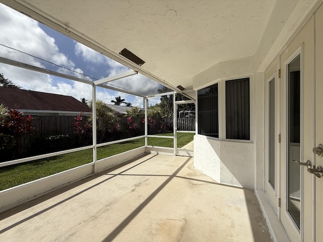 view of unfurnished sunroom