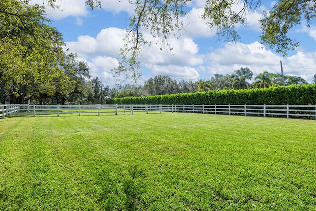 view of yard with a rural view