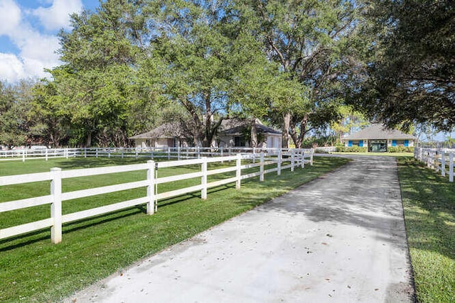 view of street with a rural view