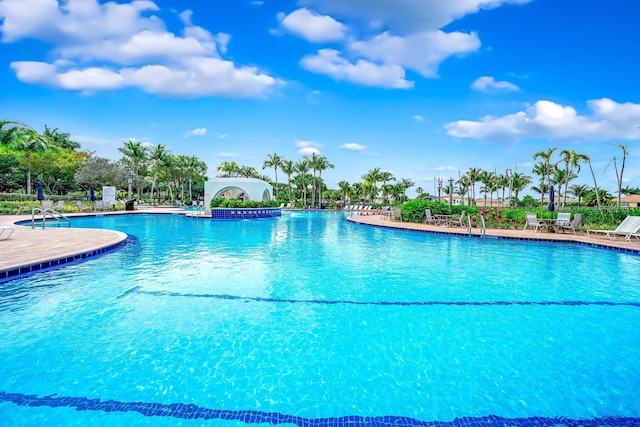 view of pool featuring a patio