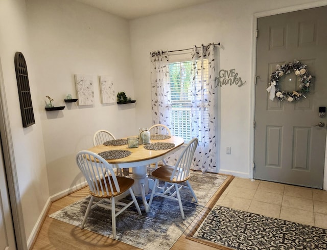 dining space featuring tile patterned flooring