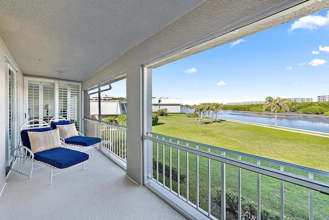 balcony with a water view