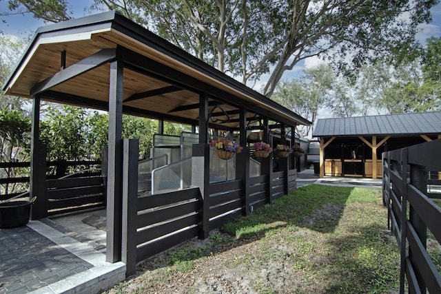 exterior space with an outbuilding