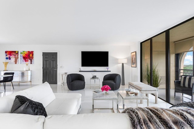 living room featuring expansive windows