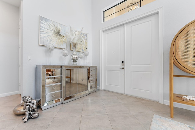 3134 Streng Ln, Royal Palm Beach, FL 33411 - tiled foyer entrance with baseboards and a high ceiling