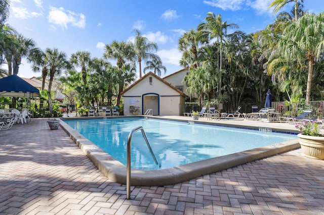 view of pool featuring a patio area