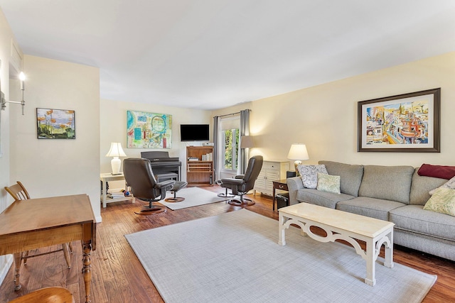 living room with wood-type flooring