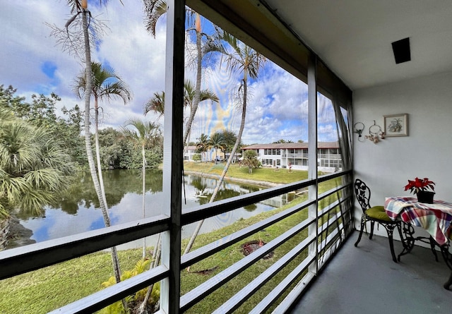 balcony with a water view