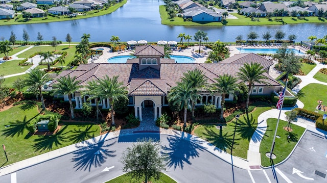 bird's eye view featuring a water view