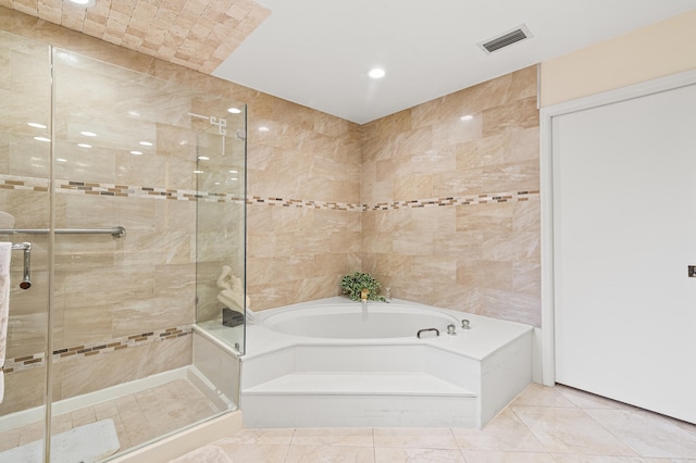 6525 Via Benita, Boca Raton, FL 33433 - full bathroom featuring a shower stall, a bath, and visible vents