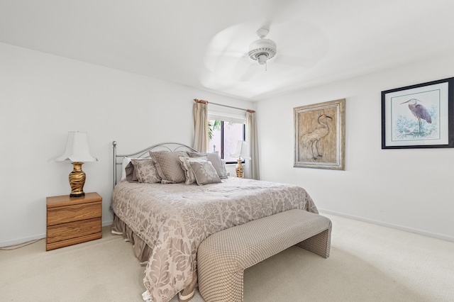 6525 Via Benita, Boca Raton, FL 33433 - bedroom featuring baseboards, light colored carpet, and ceiling fan