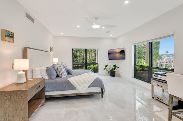 800 Andrews Ave Unit 9, Delray Beach, FL 33483 - bedroom with recessed lighting, ceiling fan, and visible vents