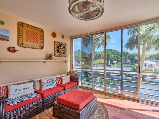 interior space featuring expansive windows