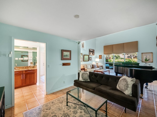 view of tiled living room