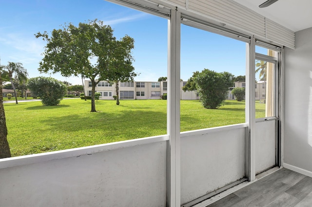 view of unfurnished sunroom