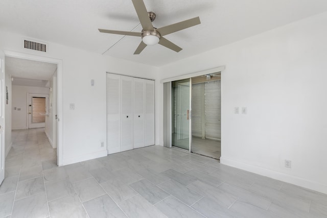 unfurnished bedroom with ceiling fan