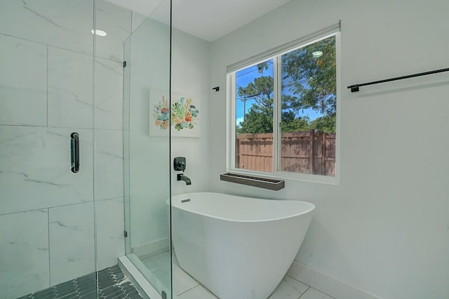 bathroom with plus walk in shower