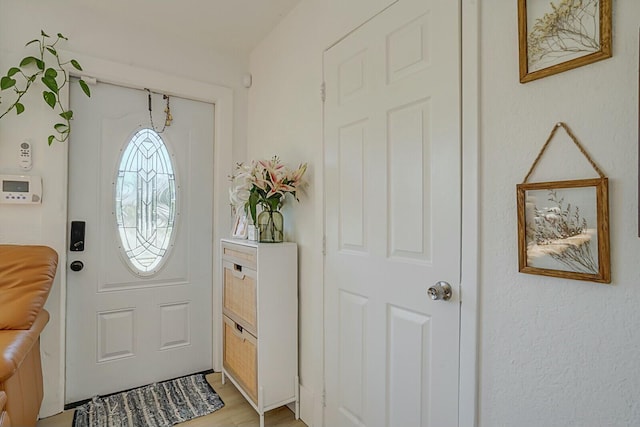 entryway with light hardwood / wood-style flooring