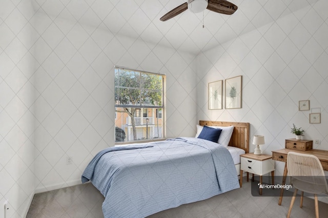 bedroom featuring ceiling fan