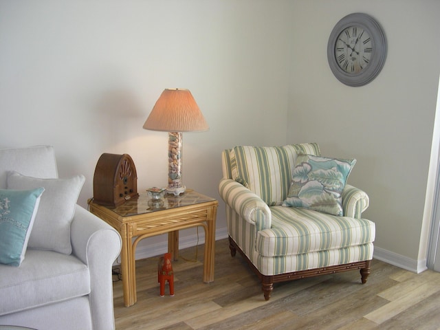 sitting room featuring light wood-type flooring