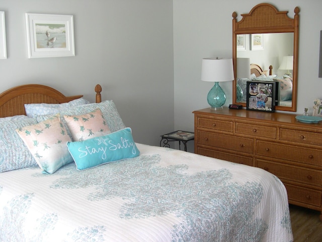 bedroom with hardwood / wood-style floors