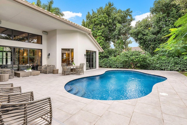 view of pool with outdoor lounge area and a patio area