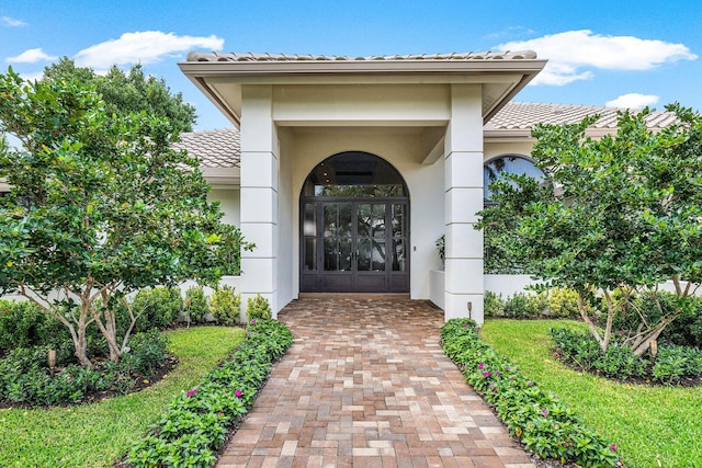 doorway to property with french doors