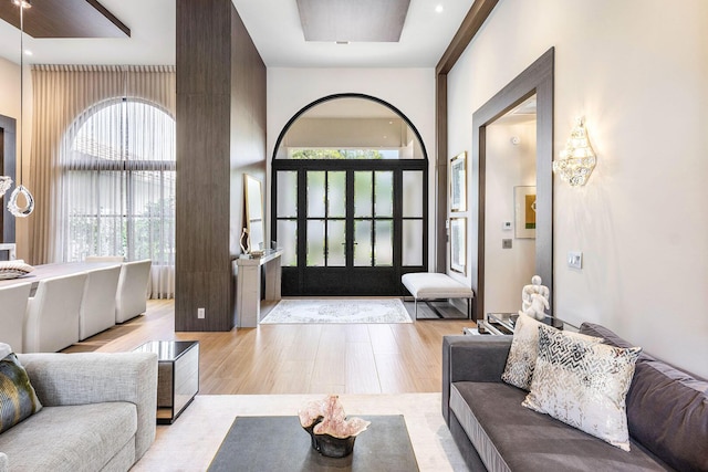 living room with light wood-type flooring