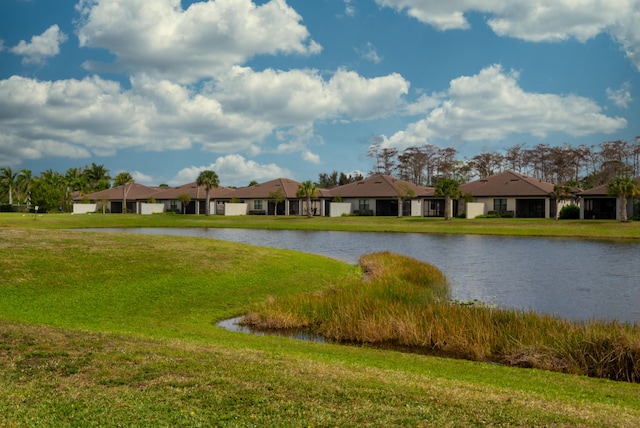 view of water feature with a residential view