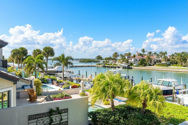 water view with a dock