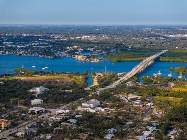 bird's eye view featuring a water view