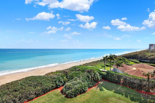 property view of water featuring a view of the beach