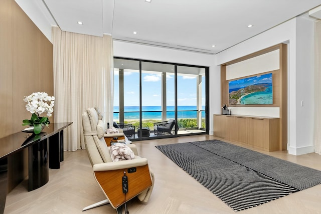 living area with light parquet floors