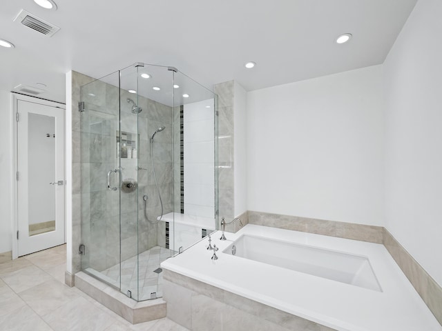 bathroom with plus walk in shower