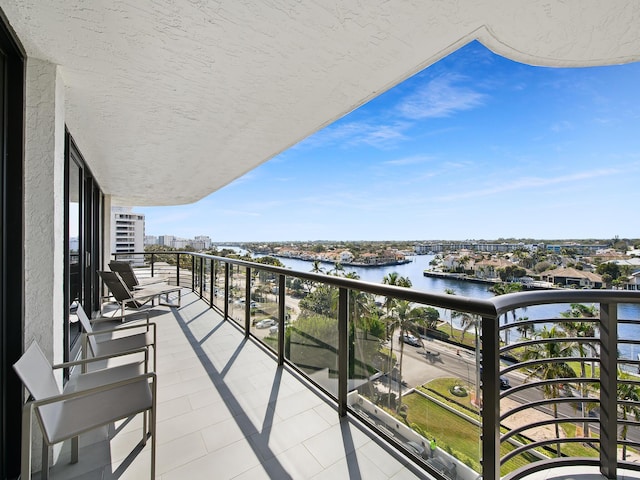 balcony with a water view