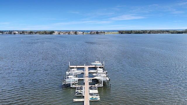 dock area featuring a water view