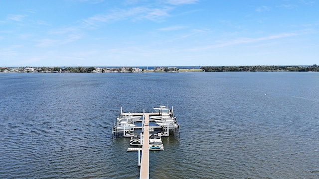 dock area featuring a water view and boat lift