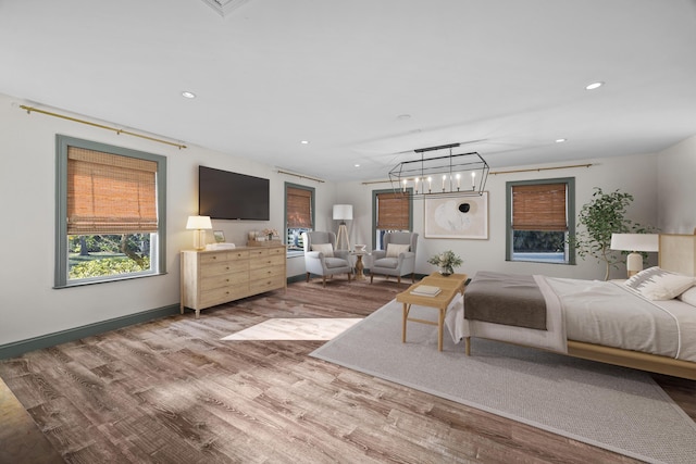 bedroom with wood-type flooring