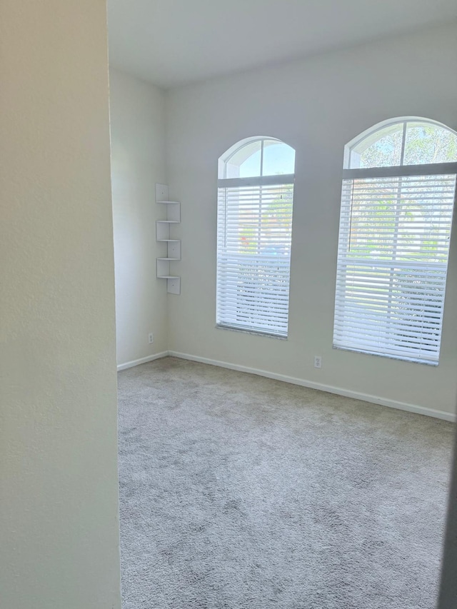 spare room featuring light colored carpet