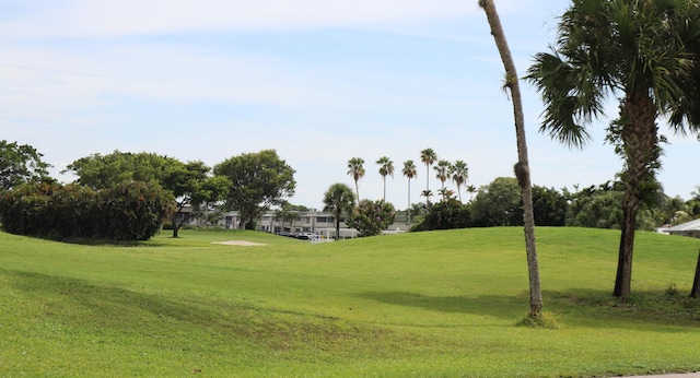 view of property's community with a lawn