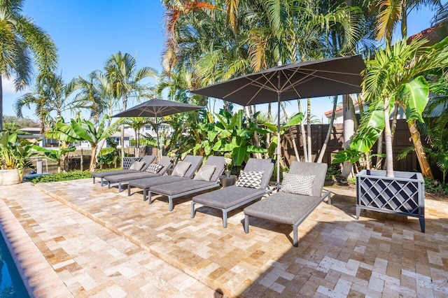 view of patio / terrace with fence