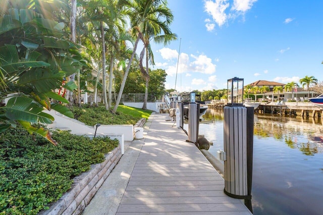 view of dock featuring a water view