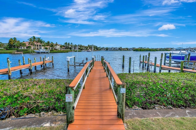 view of dock featuring a water view