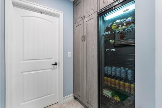 interior space with beverage cooler