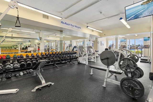 exercise room with visible vents