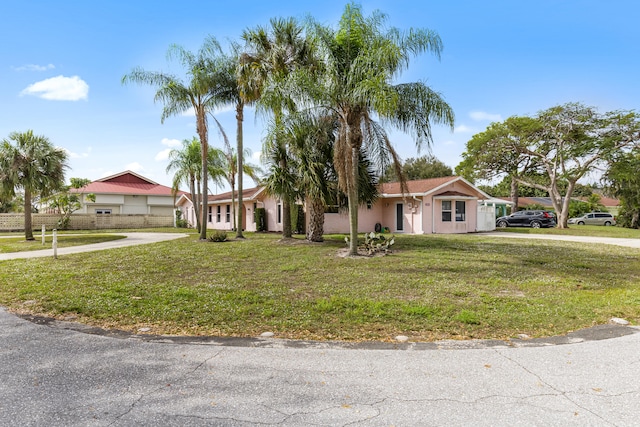 ranch-style house featuring a front yard